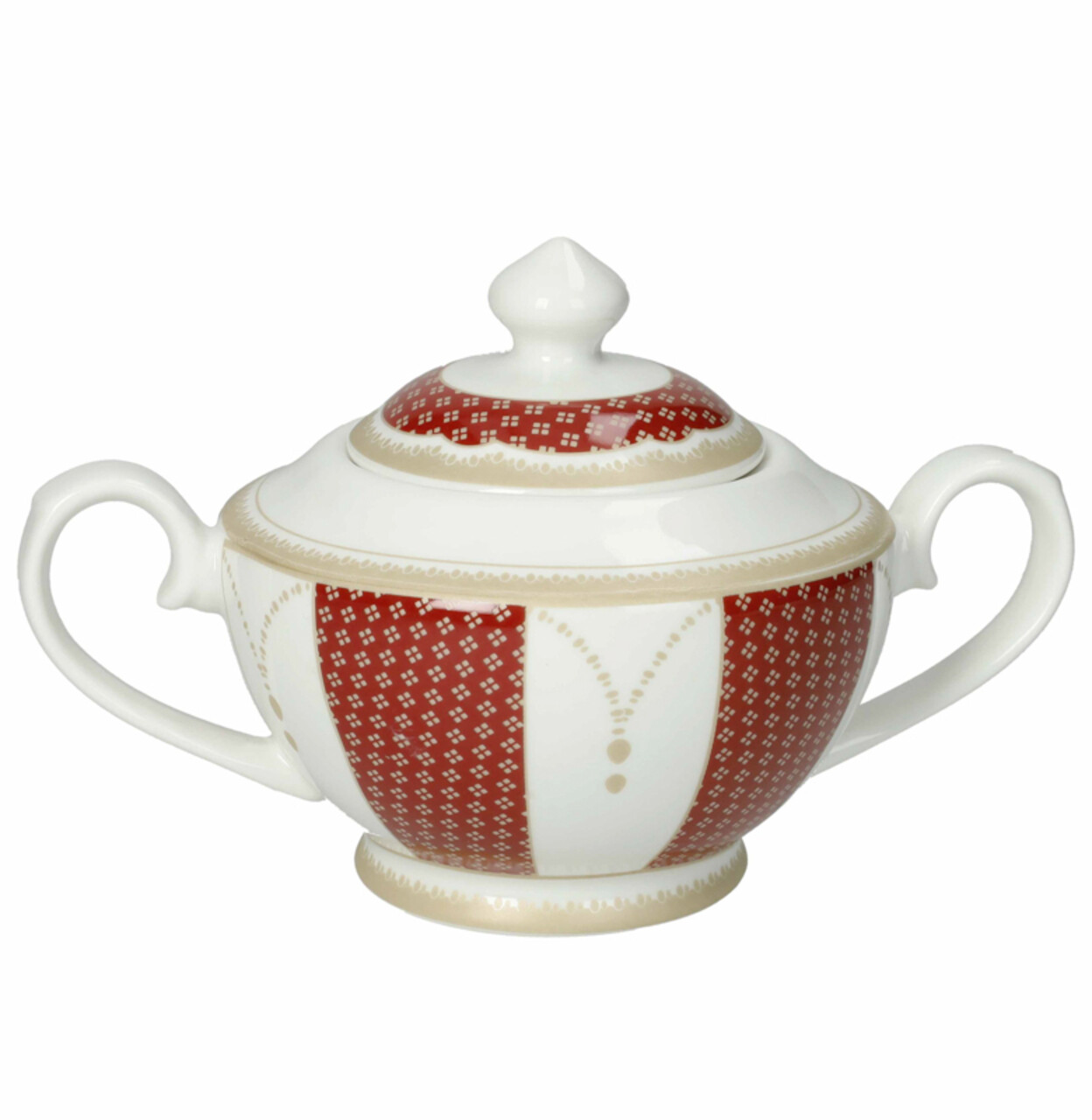 Zaharnita cu capac, Golden Eye Red, Brandani, 16x10 cm, portelan New Bone China - imagine 3